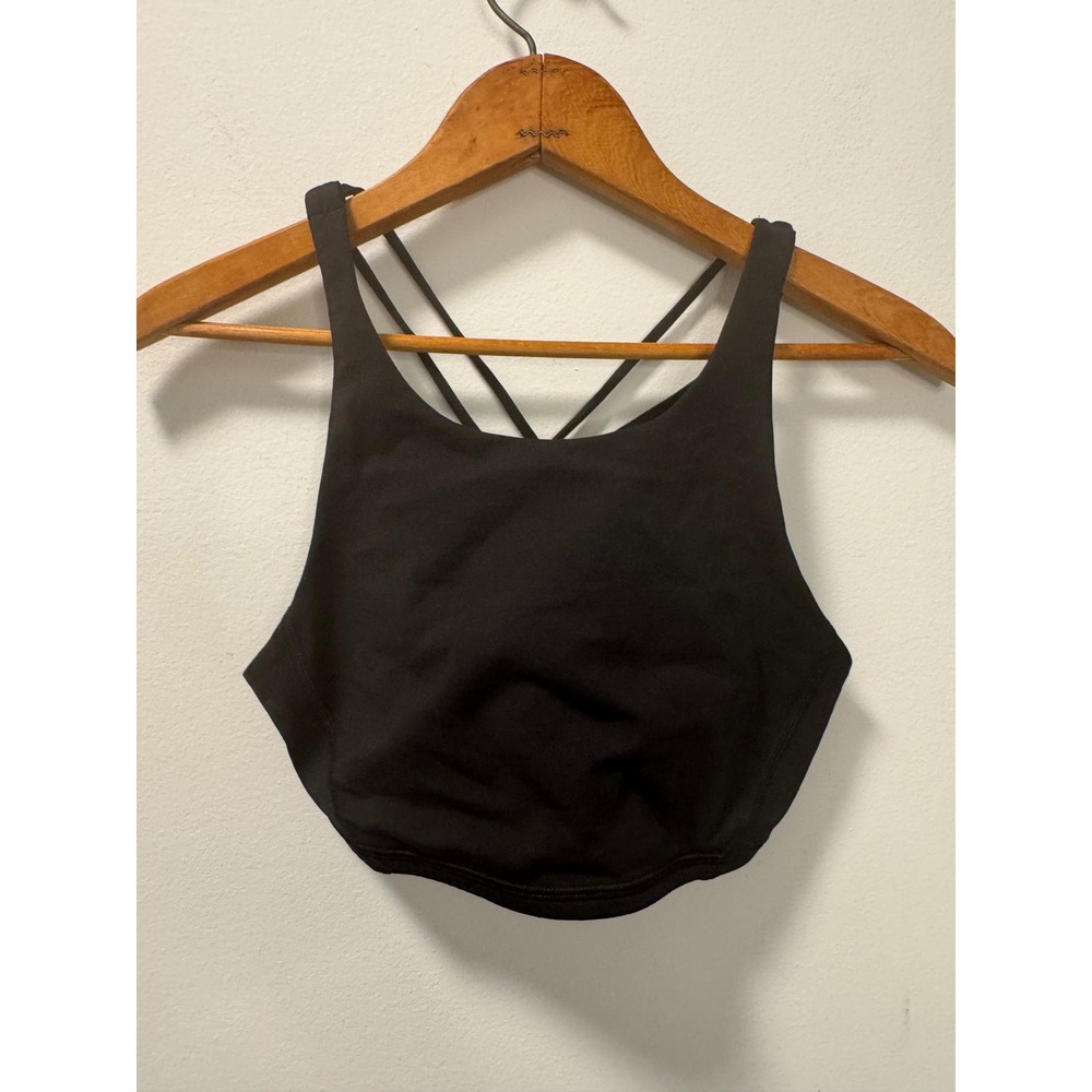 Lululemon Athletica Free to Be High Neck Sports Bra Black Strappy Back Size 6